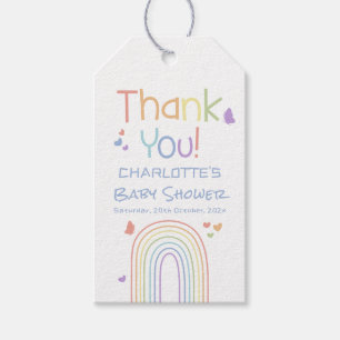 Cute Colourful Rainbow with Hearts Baby Shower Gift Tags