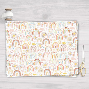 Cute Colourful Rainbows and Daisy Flowers Abstract Tissue Paper
