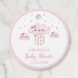 Cute Colourful Raindrop Sweetheart Baby Shower  Favour Tags