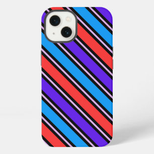 Cute Colourful Red Blue Stripes Pattern iPhone 13 Case