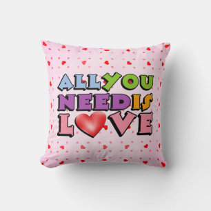 Cute Colourful Retro All You Need Is Love Cushion
