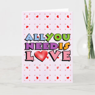 Cute Colourful Retro All You Need Is Love Holiday Card