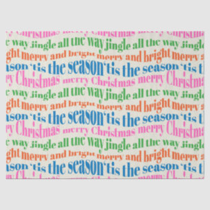 Cute Colourful Retro Christmas Script Decoupage Tissue Paper