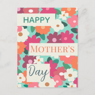  Cute Colourful Retro Floral / Mother's Day  Postcard