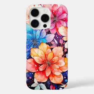 Cute Colourful Retro Flower Art iPhone 16 Pro Case