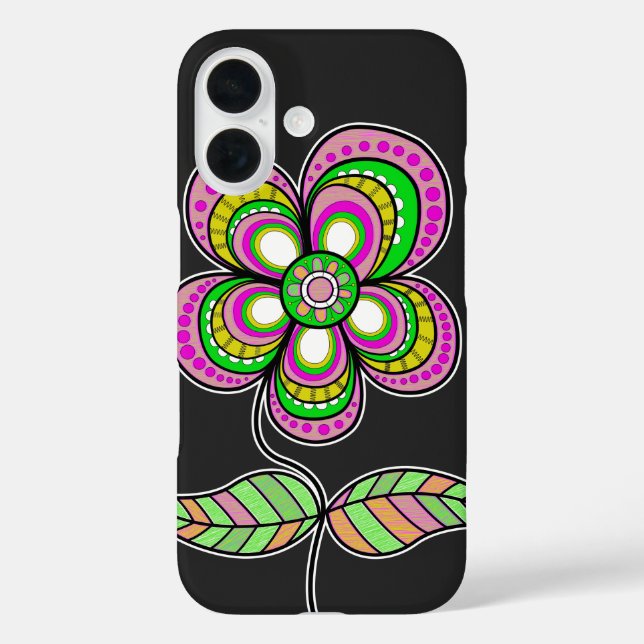 Cute Colourful Retro Flower Illustration Case-Mate iPhone Case (Back)