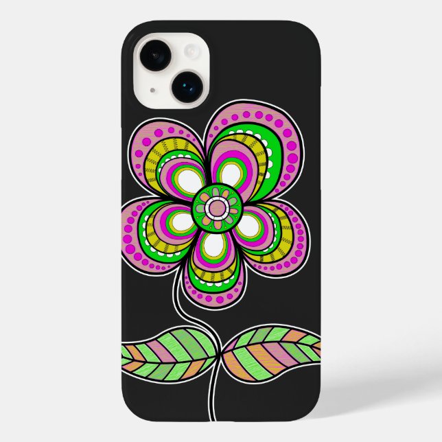 Cute Colourful Retro Flower Illustration Case-Mate iPhone Case (Back)