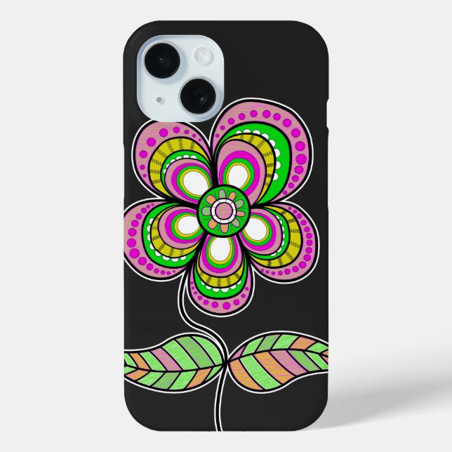 Cute Colourful Retro Flower Illustration Case-Mate iPhone Case (Back)