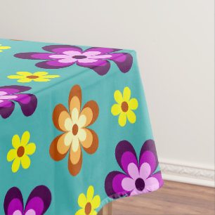 Cute Colourful Retro Flowers Small Tablecloth