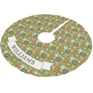 Cute Colourful Retro Snowflake Pattern Brushed Polyester Tree Skirt
