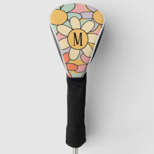 Cute colourful retro style daisy flowers golf head cover