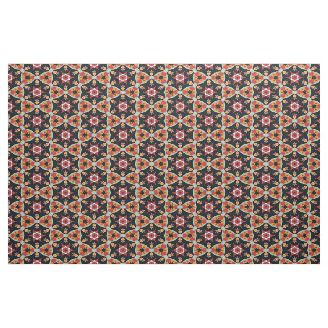 Cute Colourful Retro Vintage Nouveau Deco Pattern Fabric (Fat Quarter)