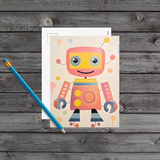 Cute Colourful Robot Postcard for Kids (Creator Uploaded)