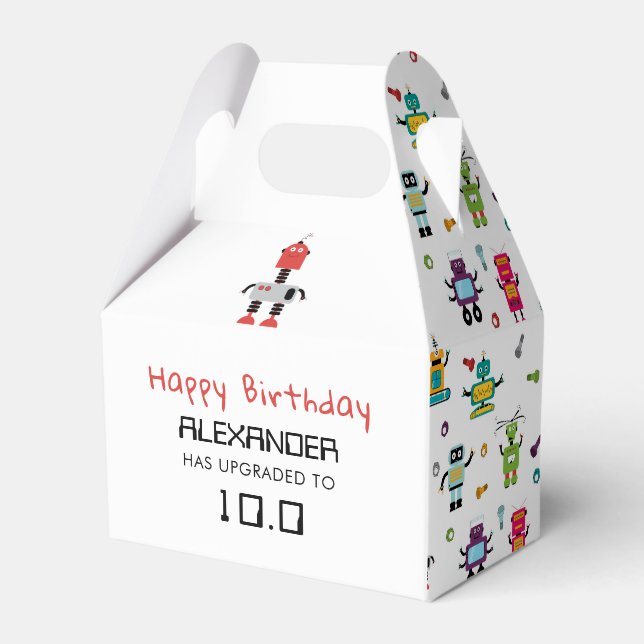 Cute Colourful Robots Kids Robot Birthday Party Favour Box (Front Side)