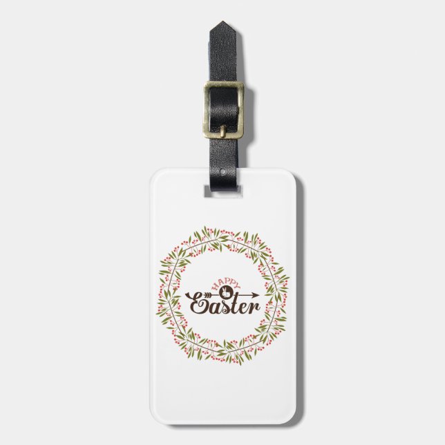 Cute Colourful Round Floral Wreath Luggage Tag (Front Vertical)