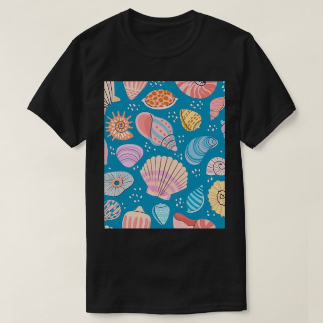 Cute colourful sea shells pattern 1 T-Shirt (Design Front)