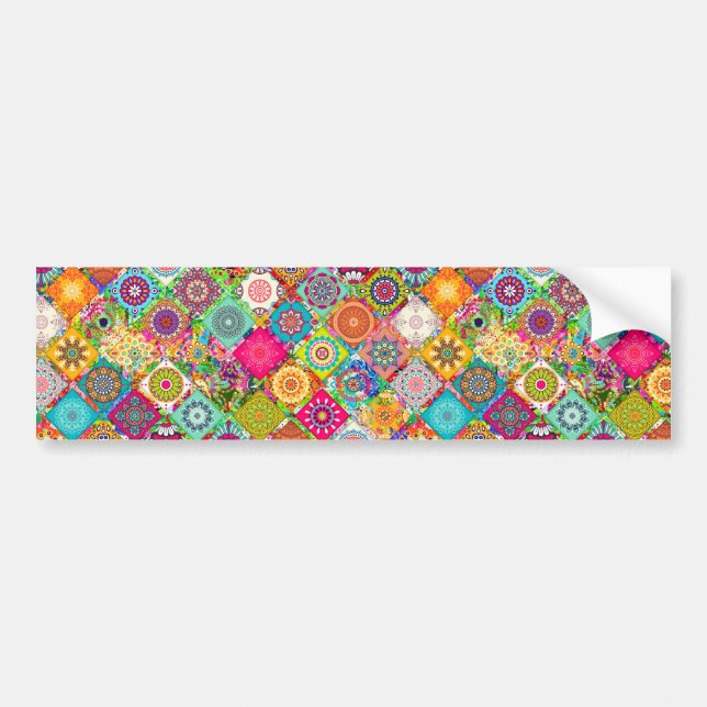 Cute colourful seamless decorative pattern bumper sticker (Front)