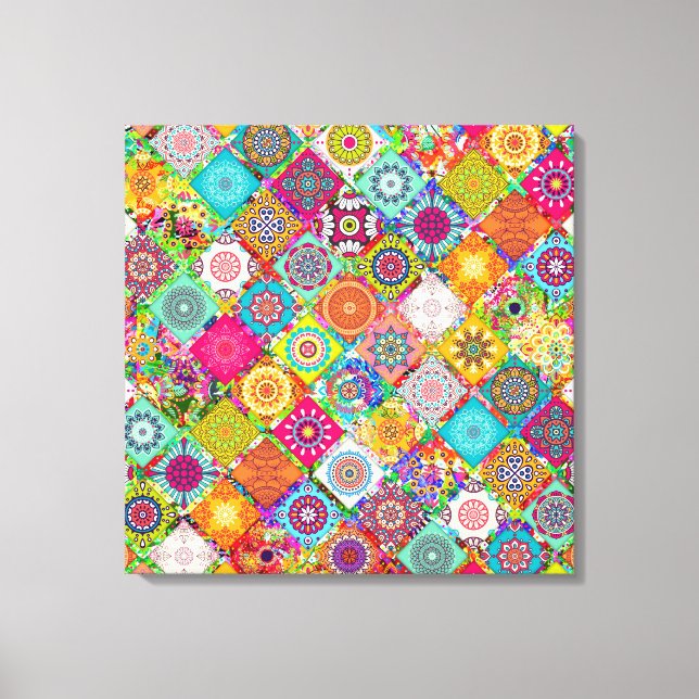 Cute colourful seamless decorative pattern canvas print (Front)