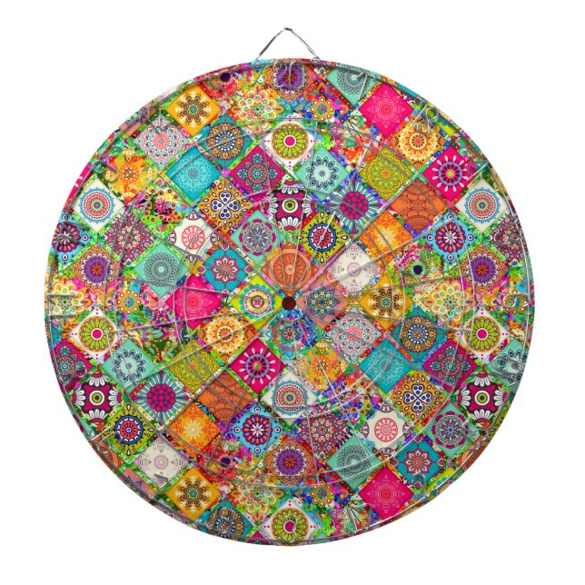 Cute colourful seamless decorative pattern dartboard (Front)