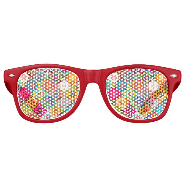 Cute colourful seamless decorative pattern retro sunglasses (Front)