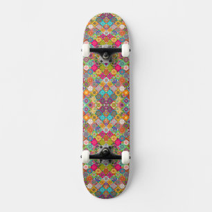 Cute colourful seamless decorative pattern skateboard
