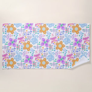 Cute colourful seamless floral nature pattern beach towel
