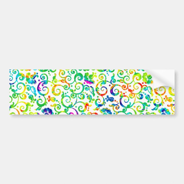 Cute colourful seamless flowers pattern bumper sticker (Front)