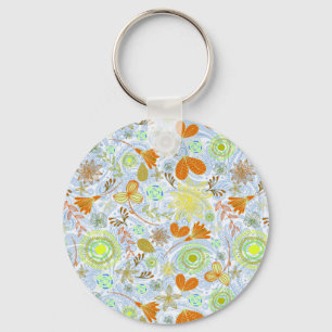 Cute colourful seamless flowers patterns throw pil key ring