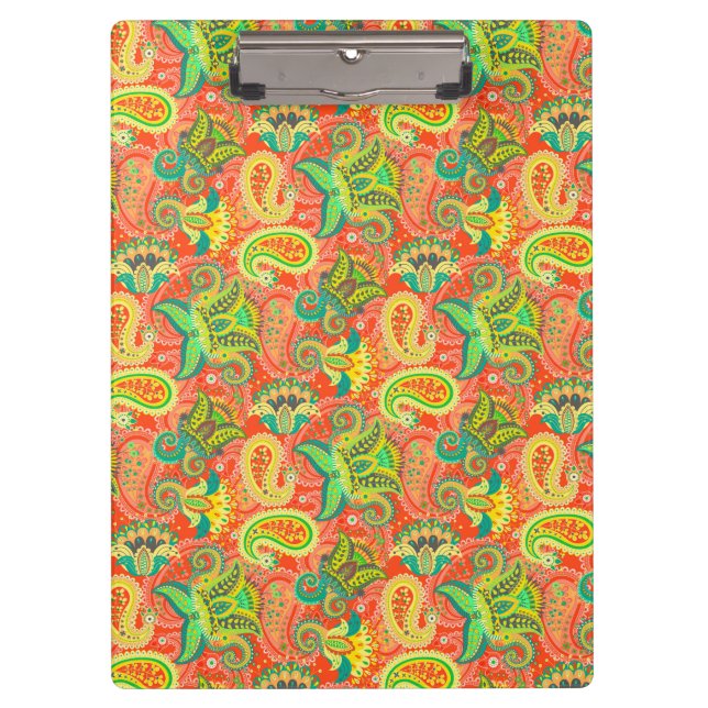 Cute colourful seamless paisley pattern clipboard (Front)