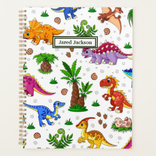 Cute Colourful Seamless Pattern Dinosaur Planner