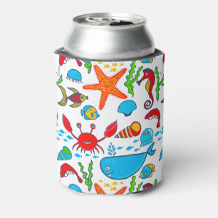 Cute Colourful See-life Illustration Pattern Can Cooler