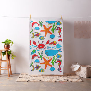 Cute Colourful See-life Illustration Pattern Fabric
