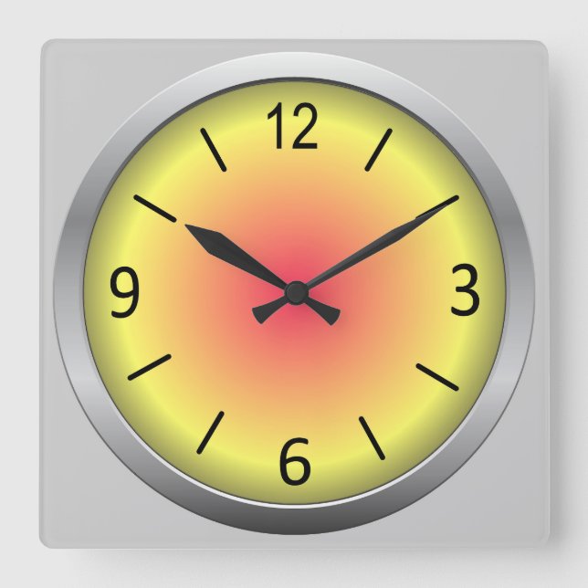 Cute & Colourful Shaded Square Wall Clock (Front)