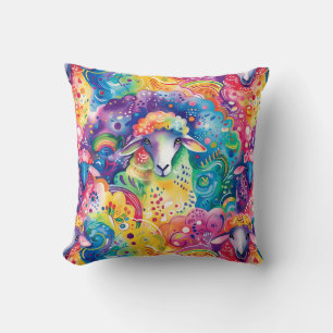 Cute colourful sheeps pattern cushion
