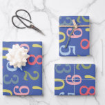 Cute Colourful Simple Numbers Pattern Blue  Wrapping Paper Sheet<br><div class="desc">Cute Colourful Simple Numbers Pattern Blue Wrapping Paper Sheets</div>