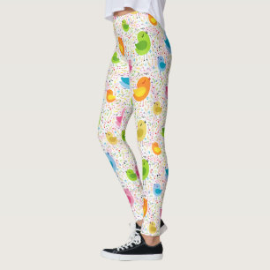 Cute Colourful Singing Birds Leggings