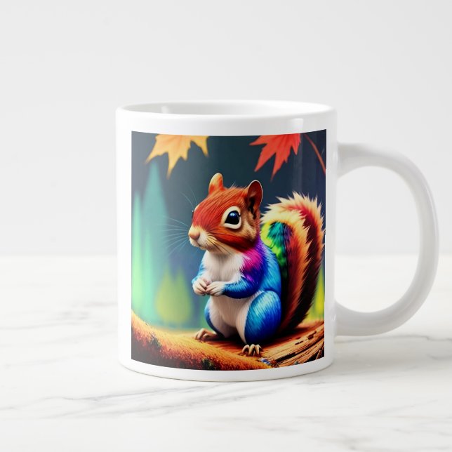 Cute Colourful Sitting Squirrel Large Coffee Mug (Right)