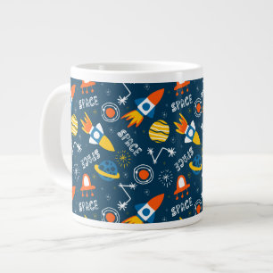 Cute Colourful Space Adventures Pattern Large Coffee Mug