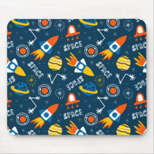 Cute Colourful Space Adventures Pattern Mouse Pad