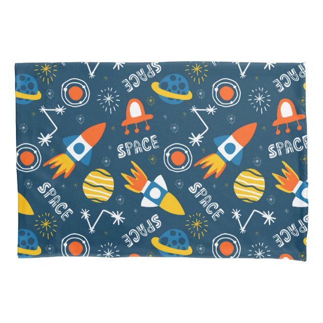 Cute Colourful Space Adventures Pattern Pillowcase (Front)