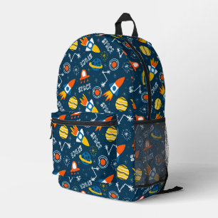 Cute Colourful Space Adventures Pattern Printed Backpack
