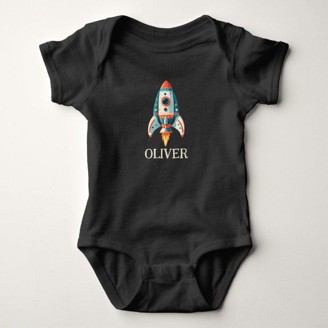 Cute Colourful Space Ship  Baby Bodysuit (Front)