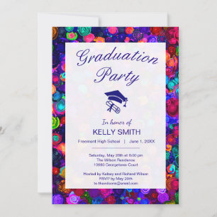 Cute colourful spiral cosmos patterns invitation