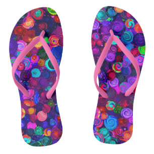 Cute colourful spiral cosmos patterns jandals
