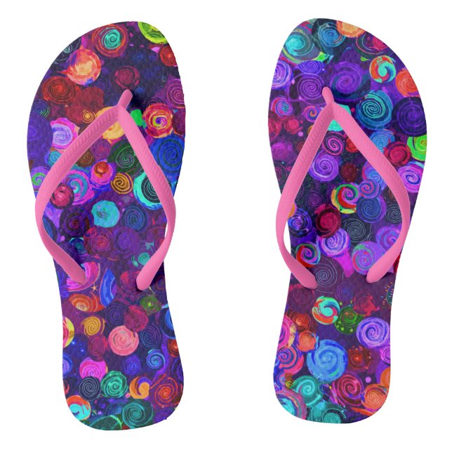 Cute colourful spiral cosmos patterns jandals (Footbed)