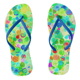 Cute colourful spiral cosmos patterns jandals