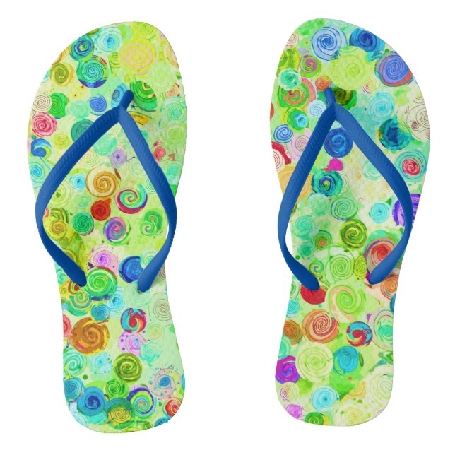 Cute colourful spiral cosmos patterns jandals (Footbed)
