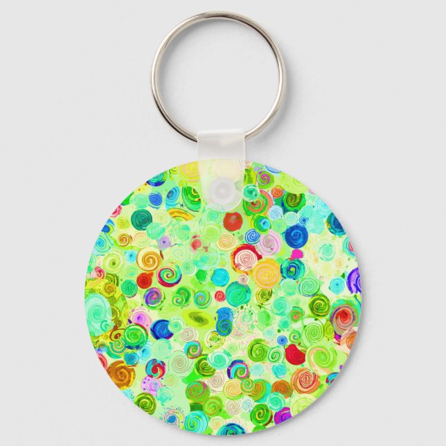 Cute colourful spiral cosmos patterns key ring (Front)