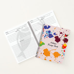 Cute Colourful Splatter Name Kid's Recipe  Notebook