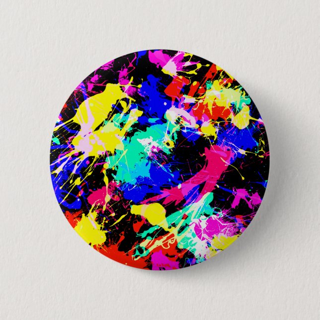 Cute colourful splatter paint 6 cm round badge (Front)